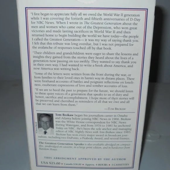 Tom Brokaw The Greatest Generation Speaks Audio Book - Picture 4 of 4